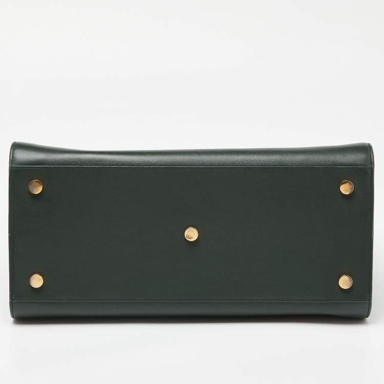 Pre Owned Saint Laurent Green Leather Medium Classic Sac De Jour Tote