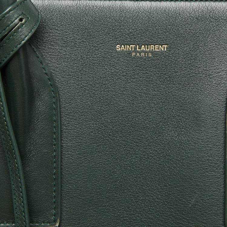 Pre Owned Saint Laurent Green Leather Medium Classic Sac De Jour Tote
