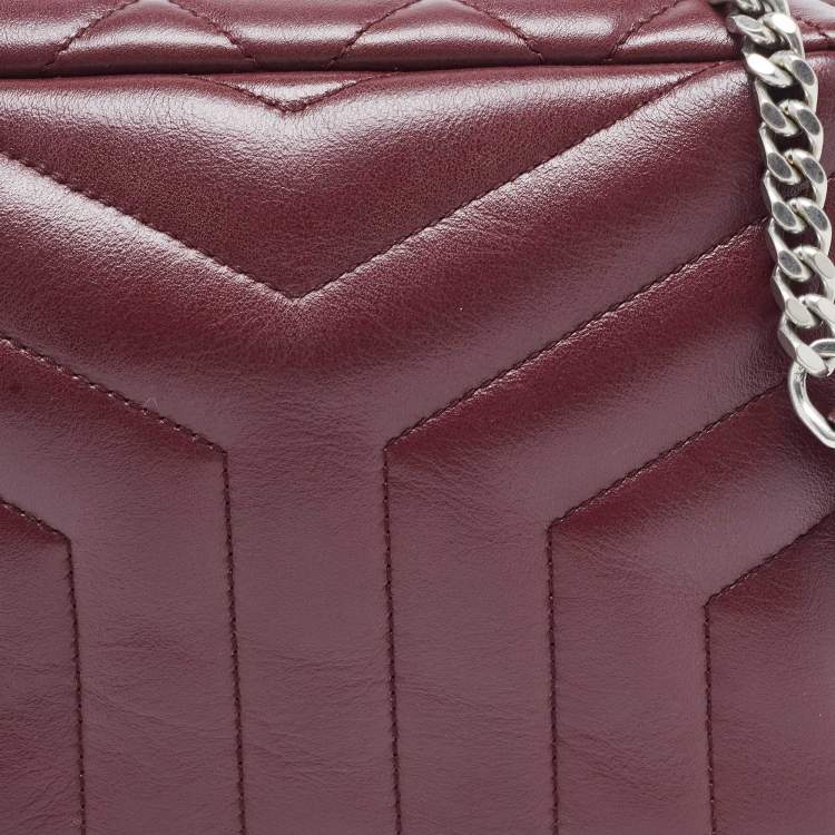 Pre Owned Saint Laurent Burgundy Matelasse Leather Loulou bowling Bag