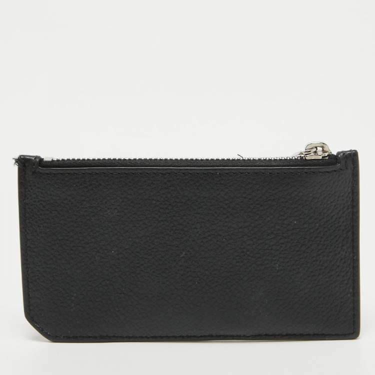 Pre Owned Saint Laurent Black Leather Fragment Zip Card Holder
