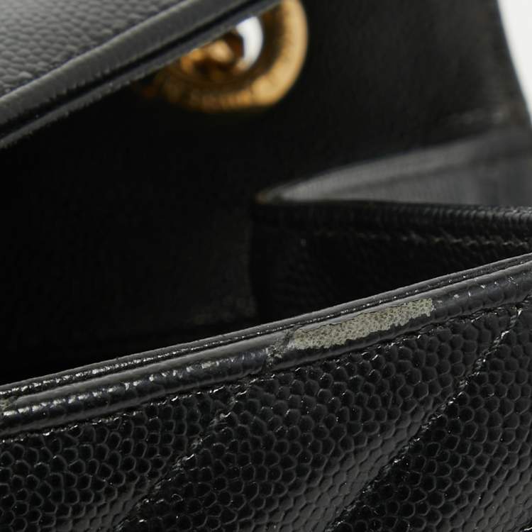 Pre Owned Saint Laurent Black Matelasse Leather Large Monogram Envelope Shoulder Bag