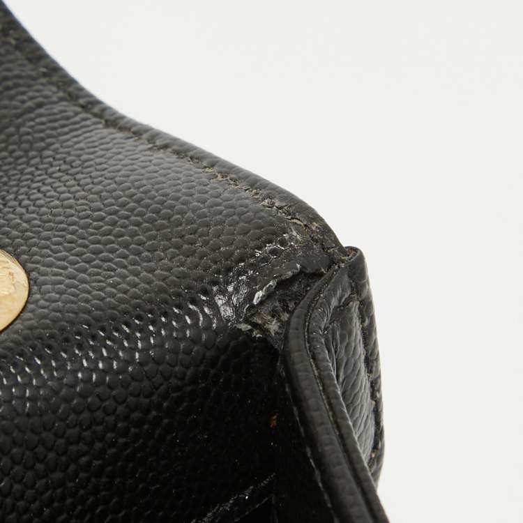 Pre Owned Saint Laurent Black Matelasse Leather Large Monogram Envelope Shoulder Bag