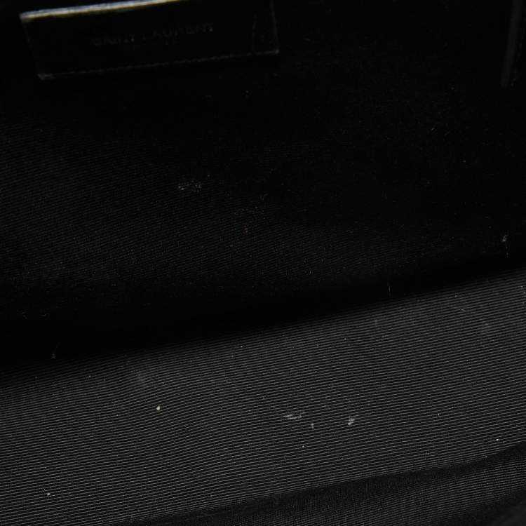 Pre Owned Saint Laurent Black Matelasse Leather Large Monogram Envelope Shoulder Bag