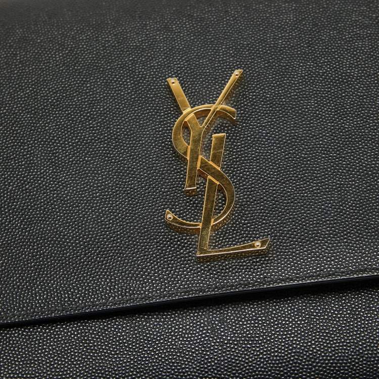 Pre Owned Saint Laurent Black Leather Large Kate Shoulder Bag