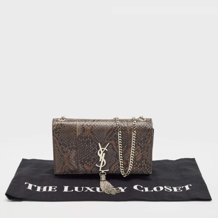 Saint Laurent Green/Brown Python Kate Shoulder Bag