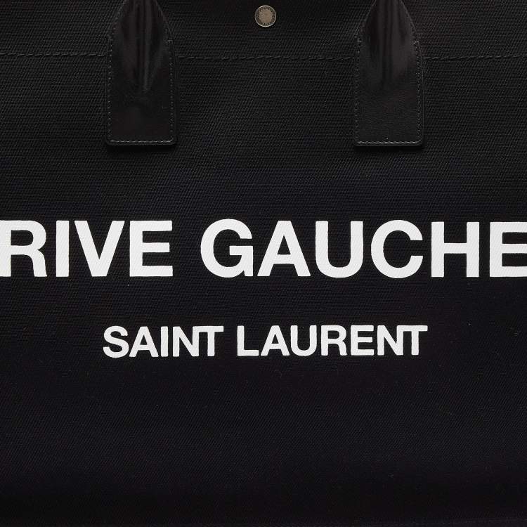 Pre Owned Saint Laurent Black Canvas and Leather Large Rive Gauche Shopper Tote 