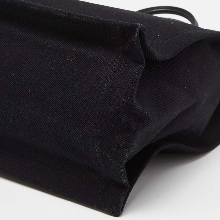 Pre Owned Saint Laurent Black Canvas and Leather Large Rive Gauche Shopper Tote 