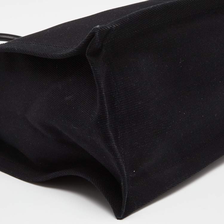 Pre Owned Saint Laurent Black Canvas and Leather Large Rive Gauche Shopper Tote 