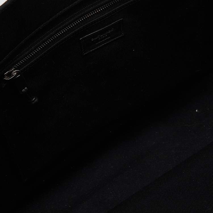 Pre Owned Saint Laurent Black Canvas and Leather Large Rive Gauche Shopper Tote 