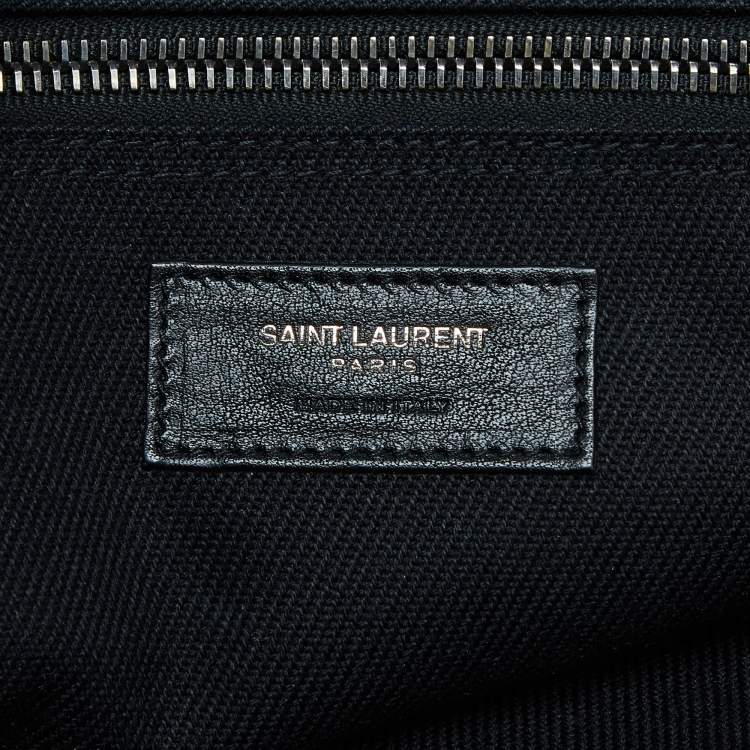 Pre Owned Saint Laurent Black Canvas and Leather Large Rive Gauche Shopper Tote 