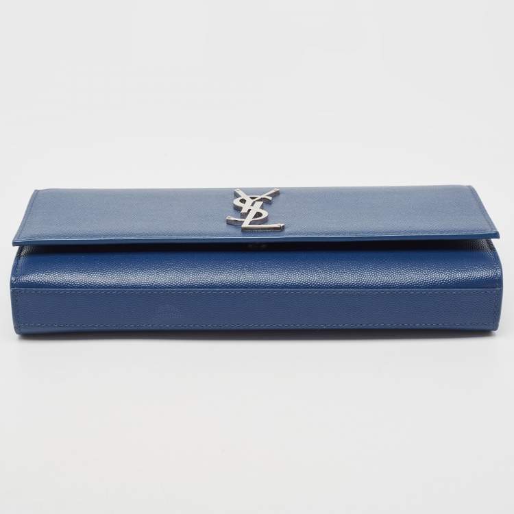 Pre Owned Saint Laurent Blue Leather Kate Monogram Clutch