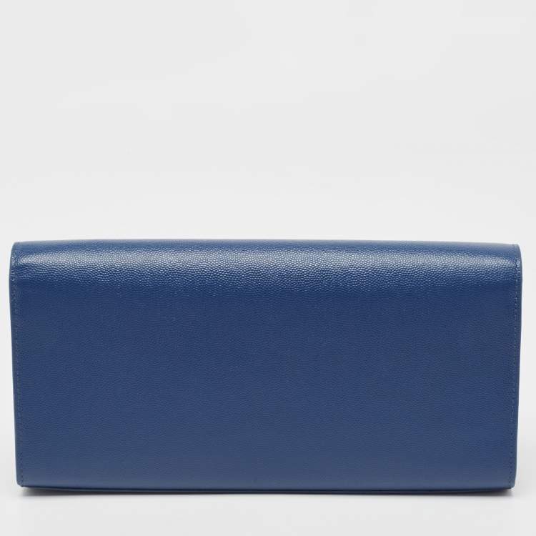 Pre Owned Saint Laurent Blue Leather Kate Monogram Clutch