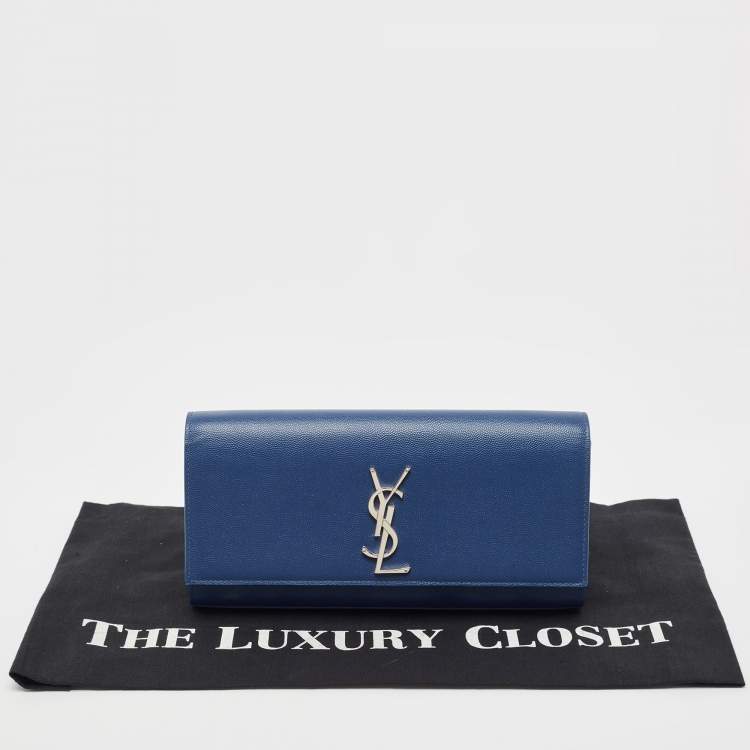 Pre Owned Saint Laurent Blue Leather Kate Monogram Clutch
