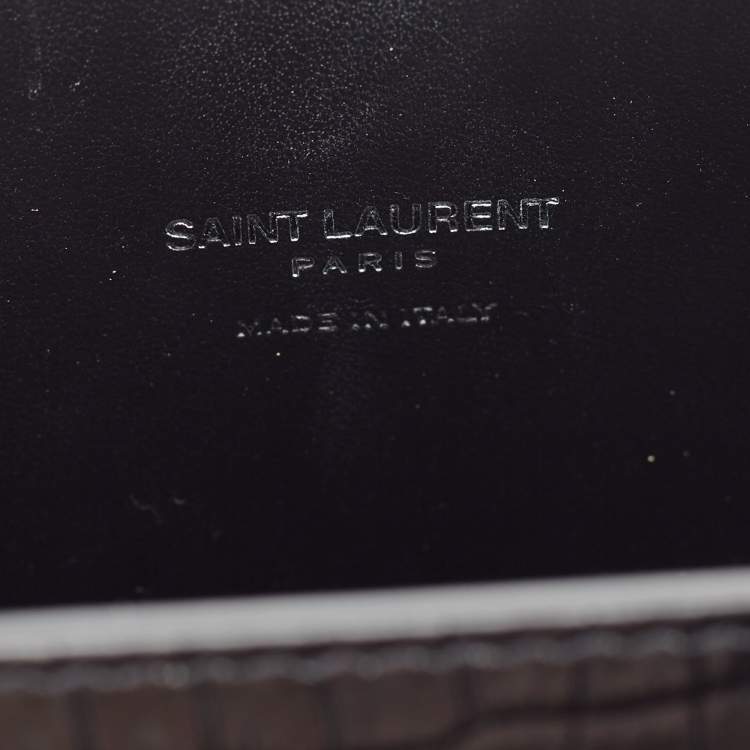 Pre Owned Saint Laurent Black Croc Embossed Leather Nano Classic Sac De Jour Tote