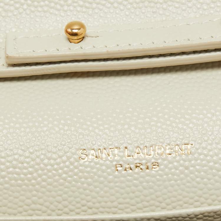 Pre Owned Saint Laurent Off White Mix Matelasse Leather Medium Envelope Chain Bag