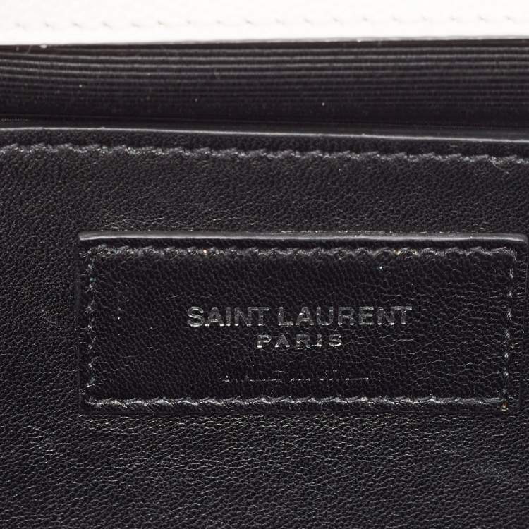 Pre Owned Saint Laurent White Leather Kate Monogram Clutch