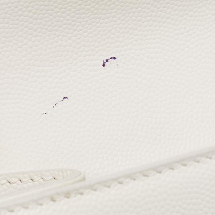 Pre Owned Saint Laurent White Leather Kate Monogram Clutch