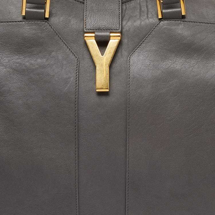 Pre Owned Yves Saint Laurent Grey Leather Large Cabas Chyc Tote