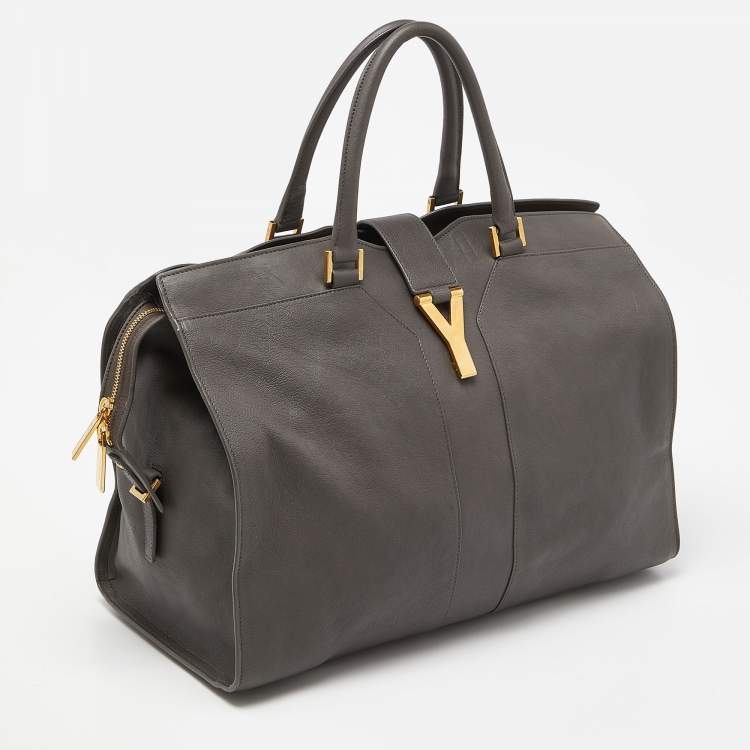 Pre Owned Yves Saint Laurent Grey Leather Large Cabas Chyc Tote