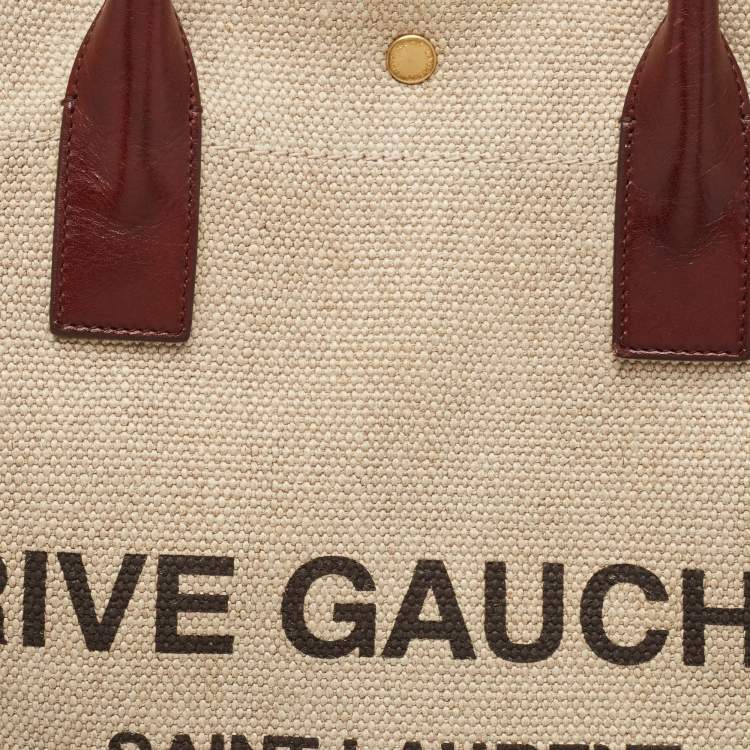 Pre Owned Saint Laurent Tricolor Canvas and Leather Rive Gauche Vertical Tote