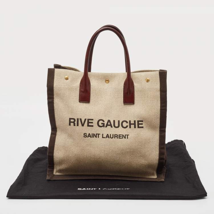 Pre Owned Saint Laurent Tricolor Canvas and Leather Rive Gauche Vertical Tote