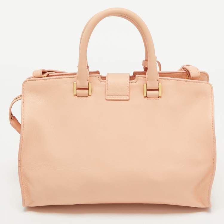 مملوكة مسبقًا Saint Laurent Peach Leather Small Cabas Y-Ligne Tote