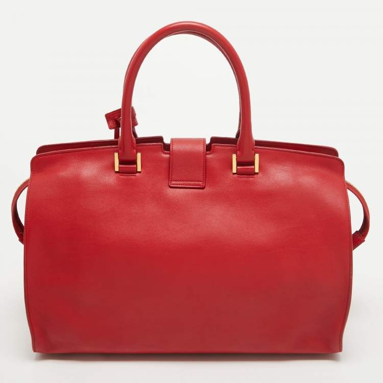 Pre Owned Saint Laurent Red Leather Medium Cabas Chyc Tote