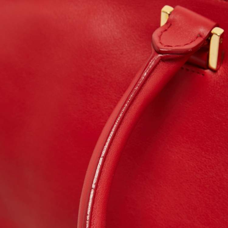 Pre Owned Saint Laurent Red Leather Medium Cabas Chyc Tote
