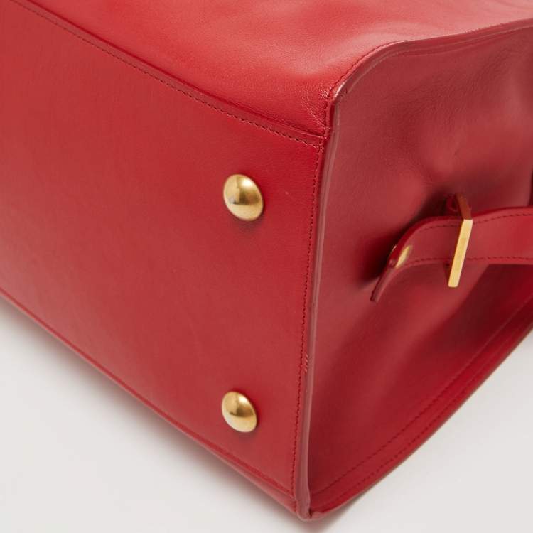 Pre Owned Saint Laurent Red Leather Medium Cabas Chyc Tote