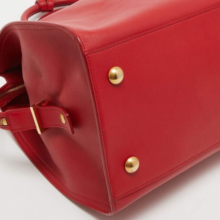 Pre Owned Saint Laurent Red Leather Medium Cabas Chyc Tote