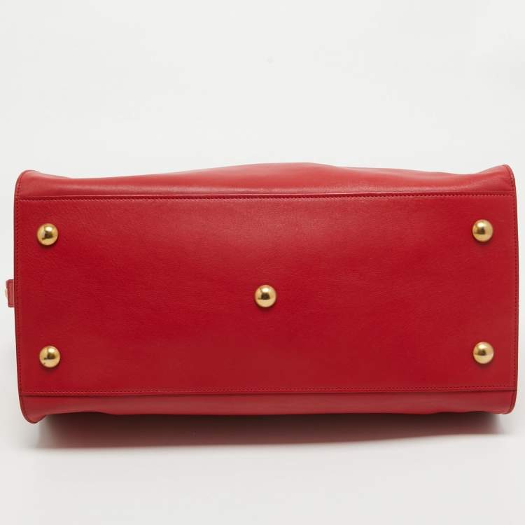 Pre Owned Saint Laurent Red Leather Medium Cabas Chyc Tote