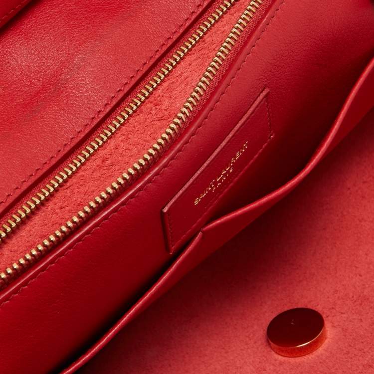 Pre Owned Saint Laurent Red Leather Medium Cabas Chyc Tote