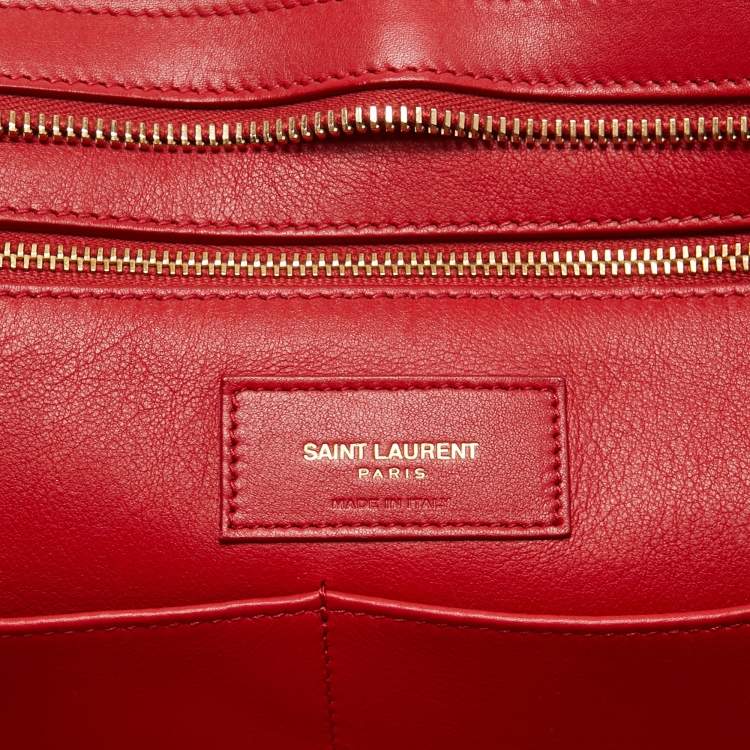 Pre Owned Saint Laurent Red Leather Medium Cabas Chyc Tote