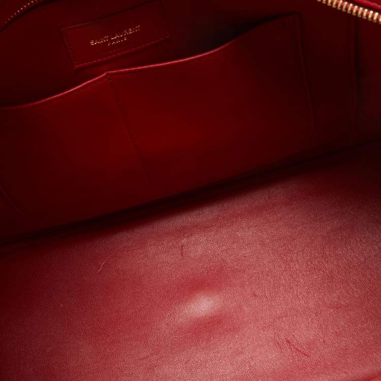 Pre Owned Saint Laurent Red Leather Medium Cabas Chyc Tote