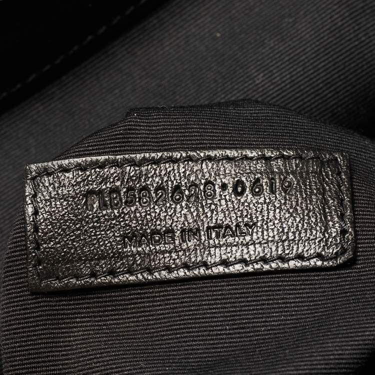 Pre Owned Saint Laurent Black Stripe Quilted Velvet and Leather Loulou Backpack