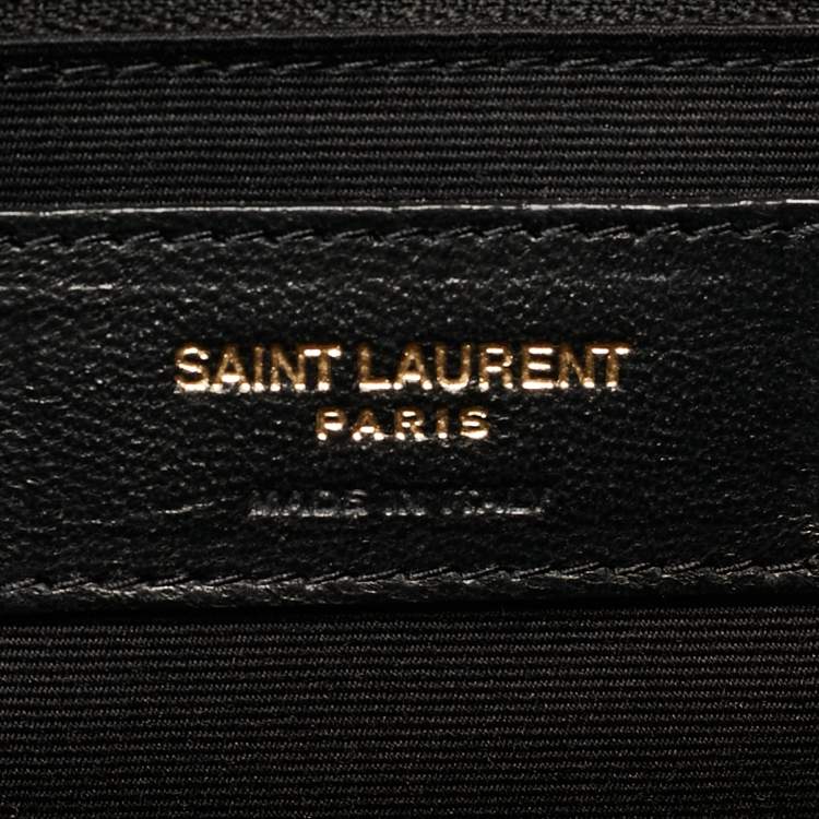 Pre Owned Saint Laurent Black Stripe Quilted Velvet and Leather Loulou Backpack
