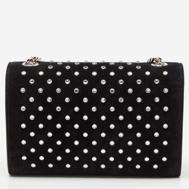 Pre Owned Saint Laurent Black Suede Small Monogram Kate Tassel Shoulder Bag