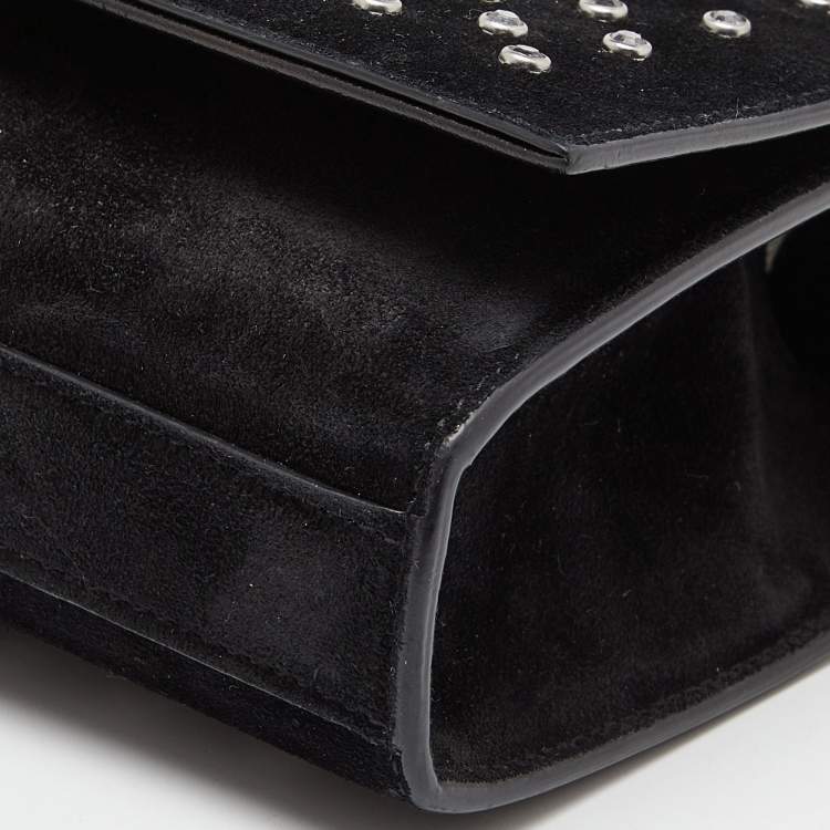 Pre Owned Saint Laurent Black Suede Small Monogram Kate Tassel Shoulder Bag