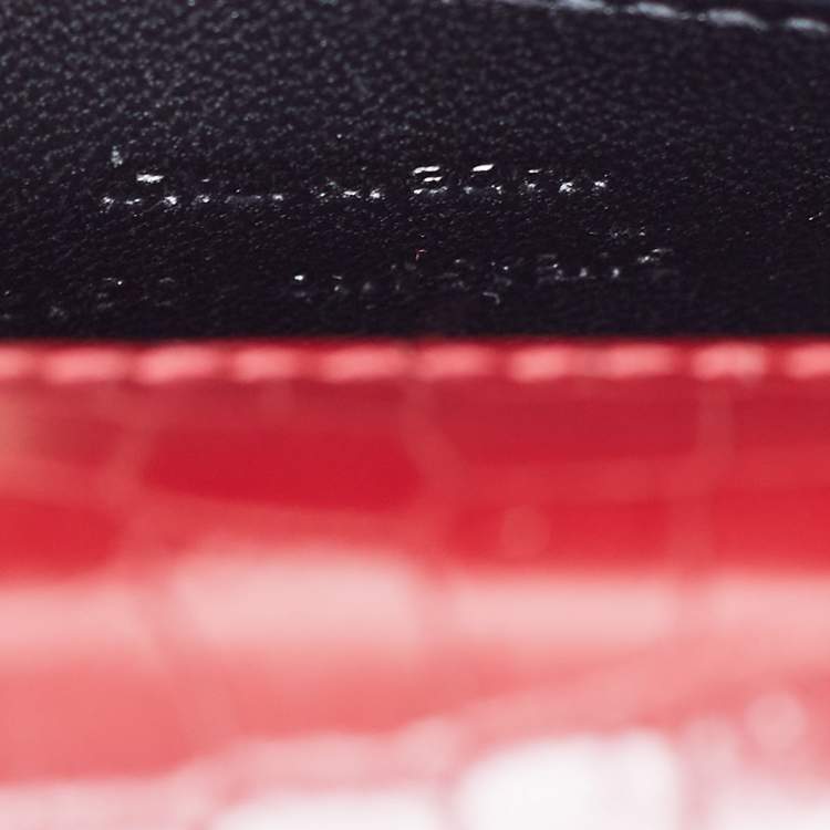 Pre Owned Saint Laurent Red Croc Embossed Leather Medium Kate Tassel Bag