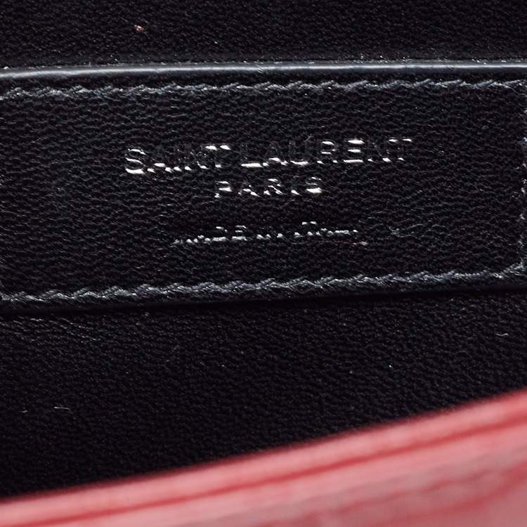 Pre Owned Saint Laurent Red Croc Embossed Leather Medium Kate Tassel Bag
