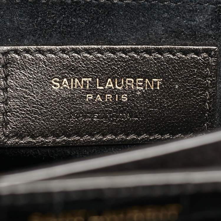 Pre Owned Saint Laurent Black Croc Embossed Leather Medium Sunset Shoulder Bag
