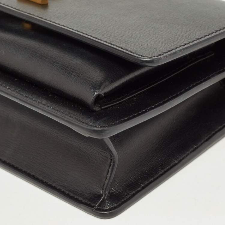 Pre Owned Saint Laurent Black Leather Sunset Wallet on Chain