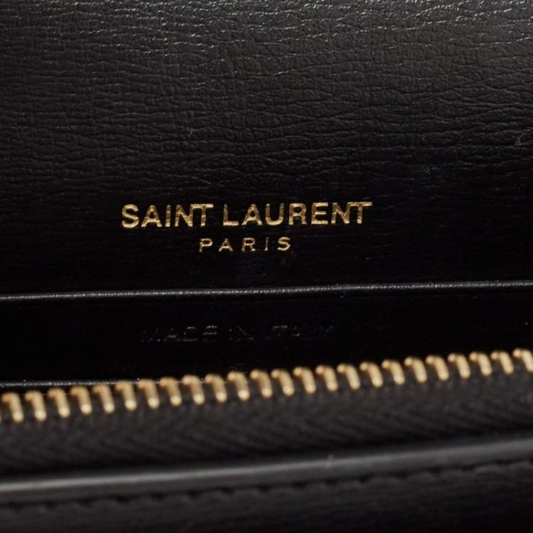 Pre Owned Saint Laurent Black Leather Sunset Wallet on Chain