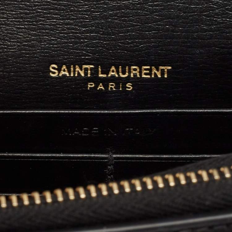 Pre Owned Saint Laurent Black Leather Sunset Wallet on Chain