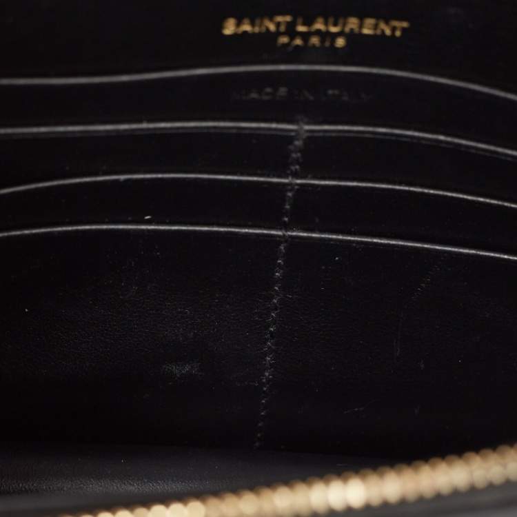 Pre Owned Saint Laurent Black Leather Sunset Wallet on Chain
