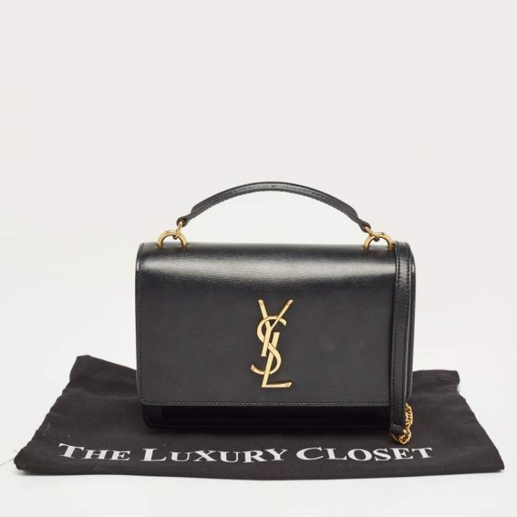 Pre Owned Saint Laurent Black Leather Sunset Wallet on Chain