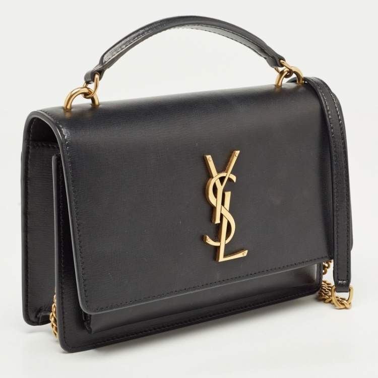 Pre Owned Saint Laurent Black Leather Sunset Wallet on Chain