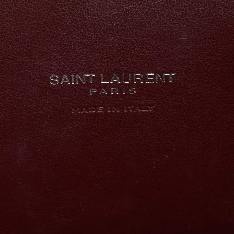 Pre Owned Saint Laurent Burgundy Croc Embossed Leather Nano Classic Sac De Jour Tote