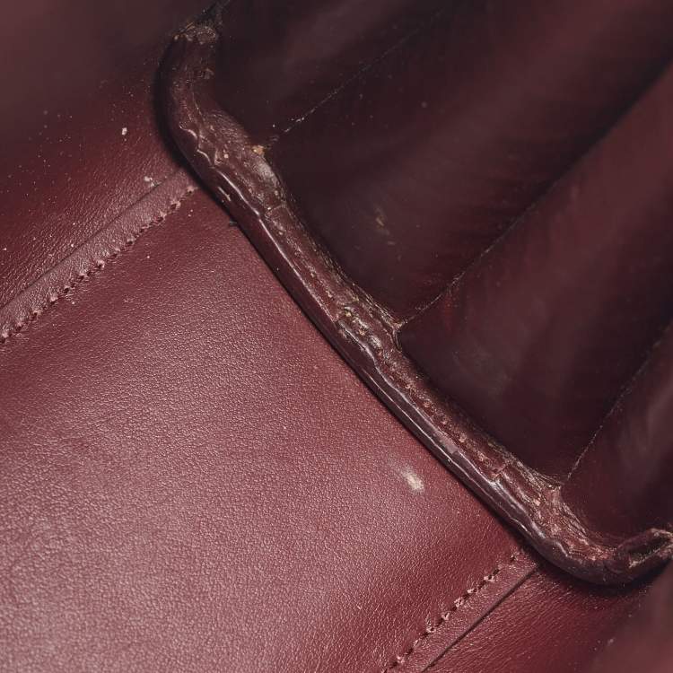 Pre Owned Saint Laurent Burgundy Croc Embossed Leather Nano Classic Sac De Jour Tote