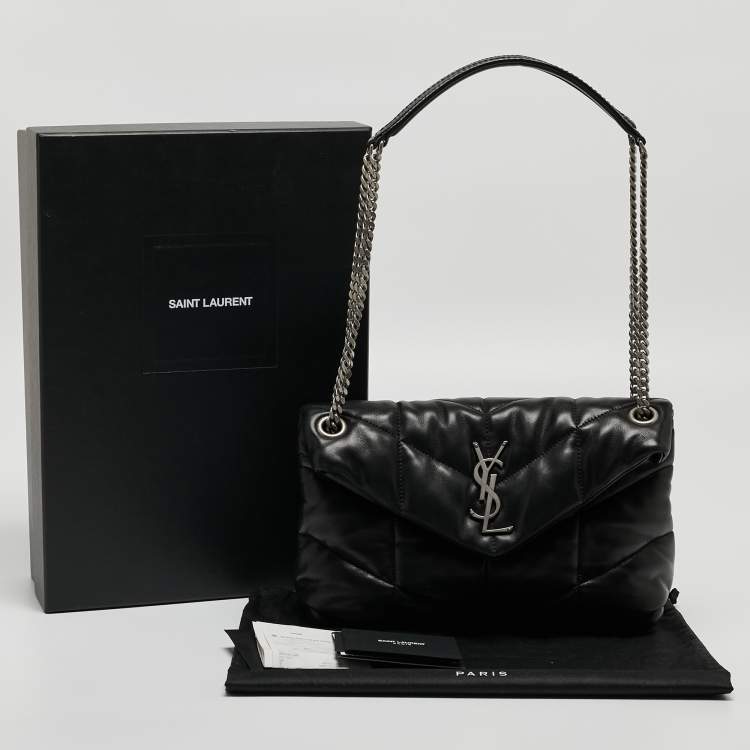 مملوكة مسبقًا Saint Laurent Black Quilted Leather Small Loulou Puffer Shoulder Bag